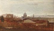 unknow artist a view overlooking a city,roman ruins and a cupola visible on the horizon oil painting artist